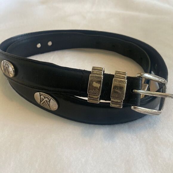 AML 3000 Top Grain Oil Tan Leather Black Golf Belt 36 - Picture 1 of 7